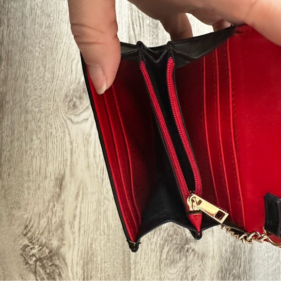 Aldo Black Textured Wallet/Keyholder with Gold Accent and Red Interior - Picture 6 of 8